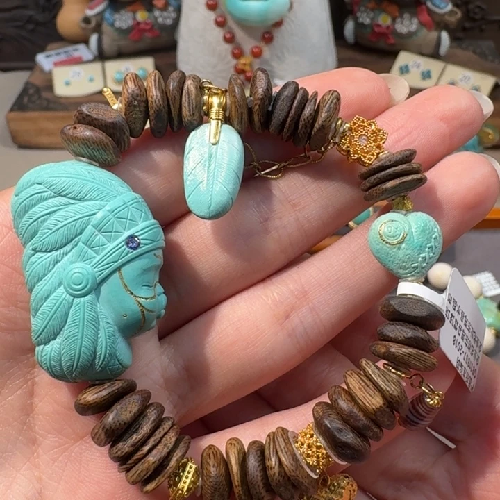 绿松石18K金镶嵌手串嘟嘟嘴