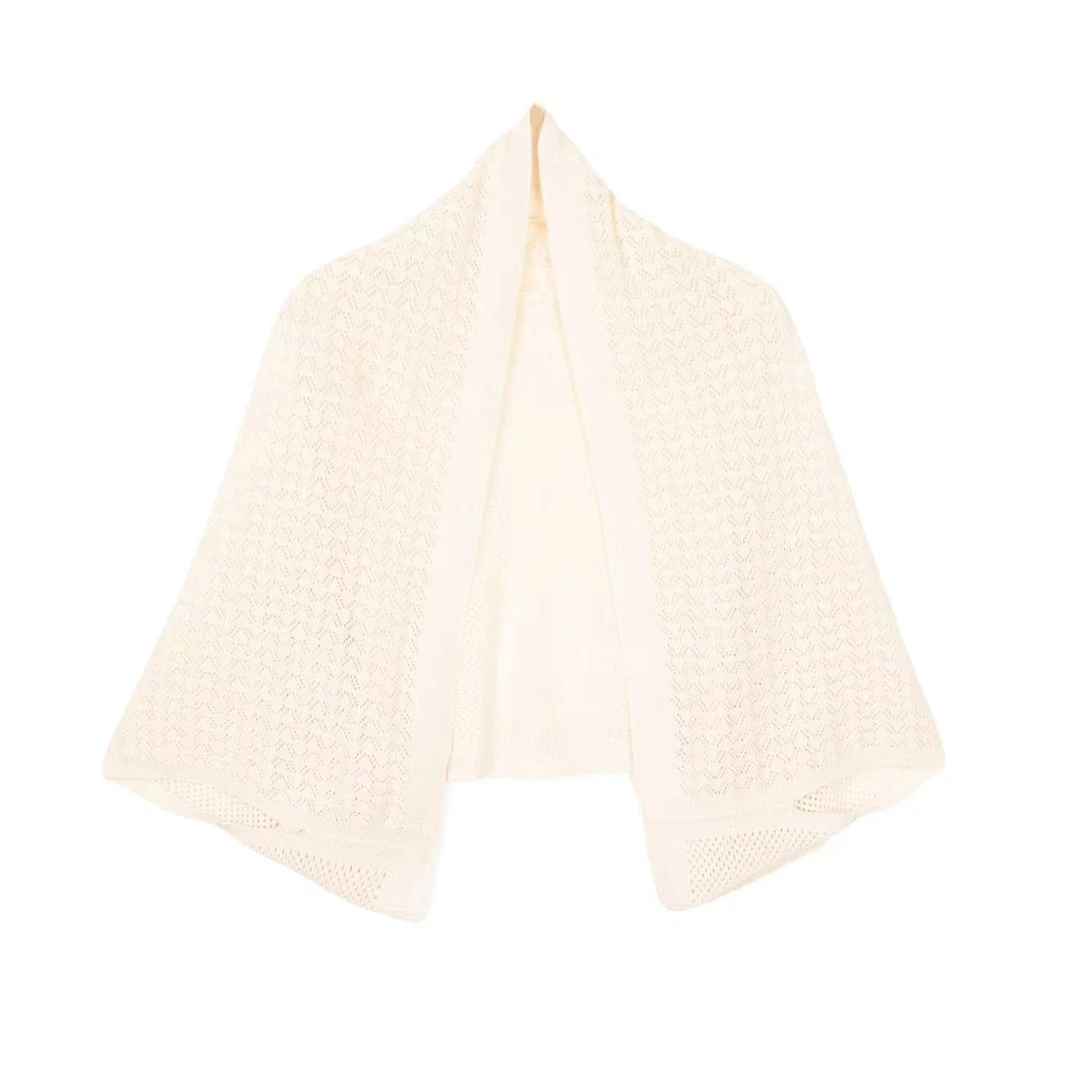 CHUANBAI 川白2025新款时尚百搭镂空披肩复古薄款外套宽松