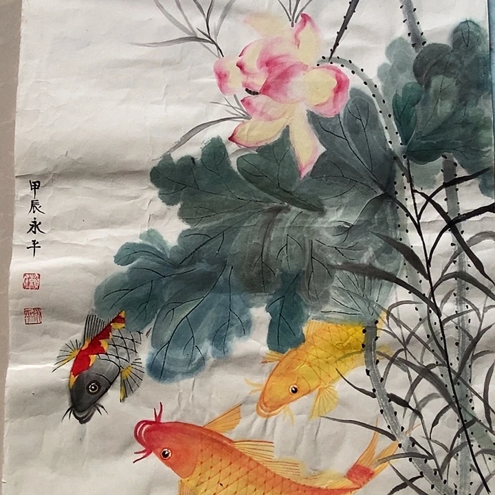 国画四尺三开花鸟作品