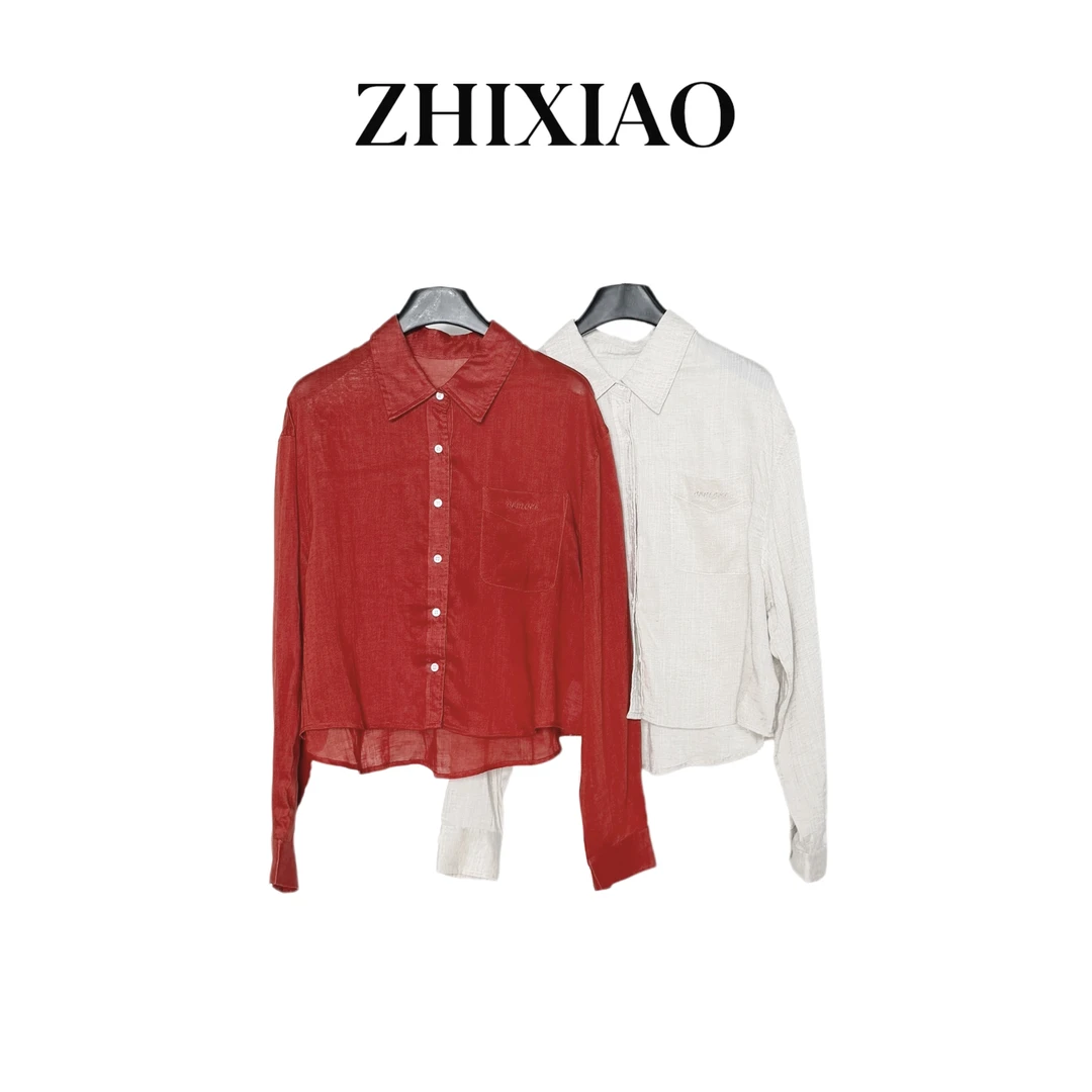 【ZHIXIAO】夏季新款：口袋绣花衬衣6039