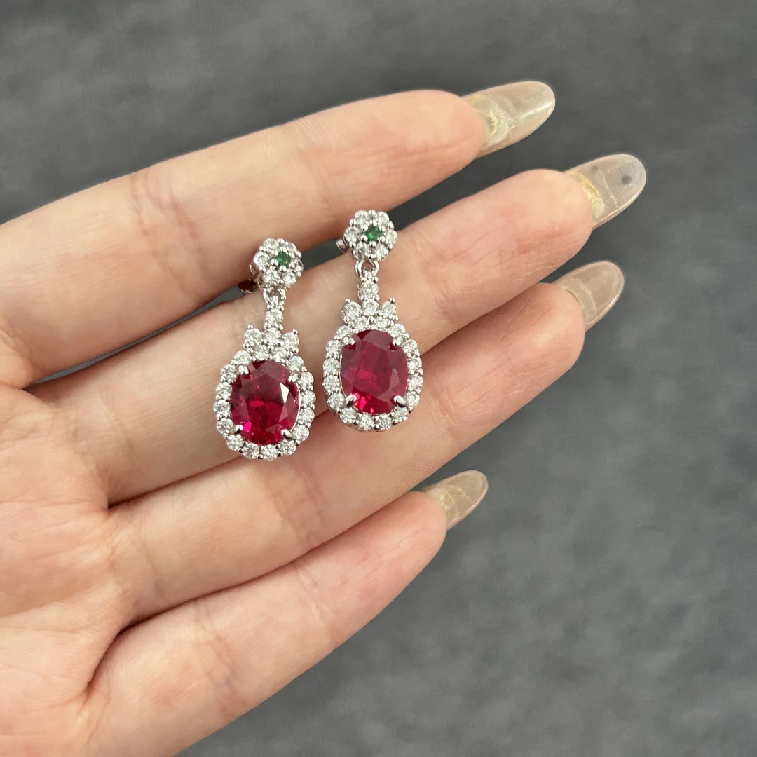 耳饰 精美红色水滴耳钉QH