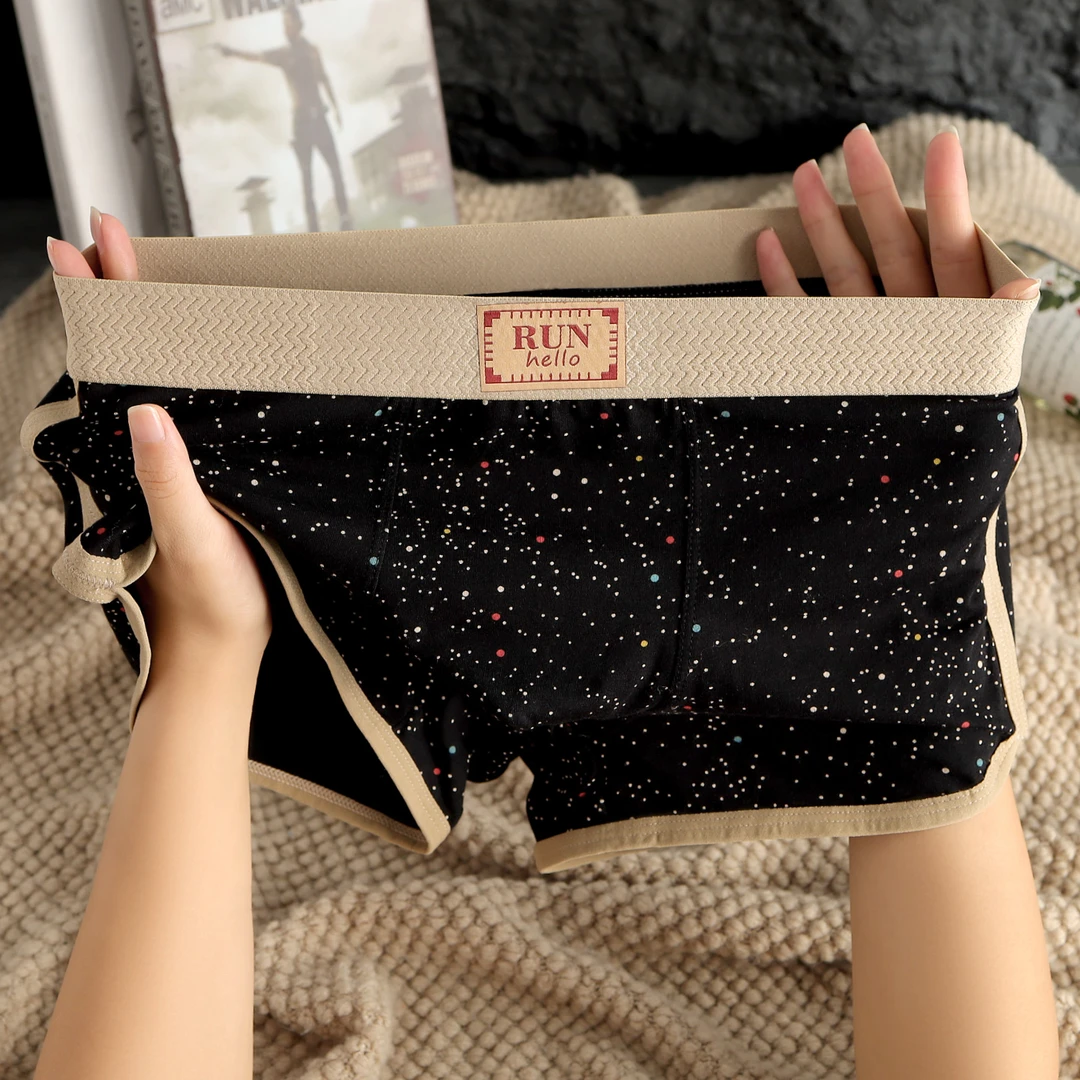 夏季透气男士内裤新款棉质时尚舒适男生四角裤轻薄中腰平角裤男款