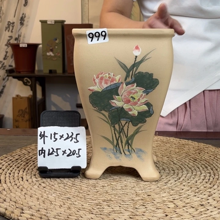 紫砂花盆 放漏特惠白玉段彩绘美人鱼签筒999