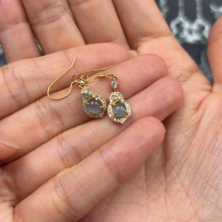 翡翠银S925镶嵌耳饰