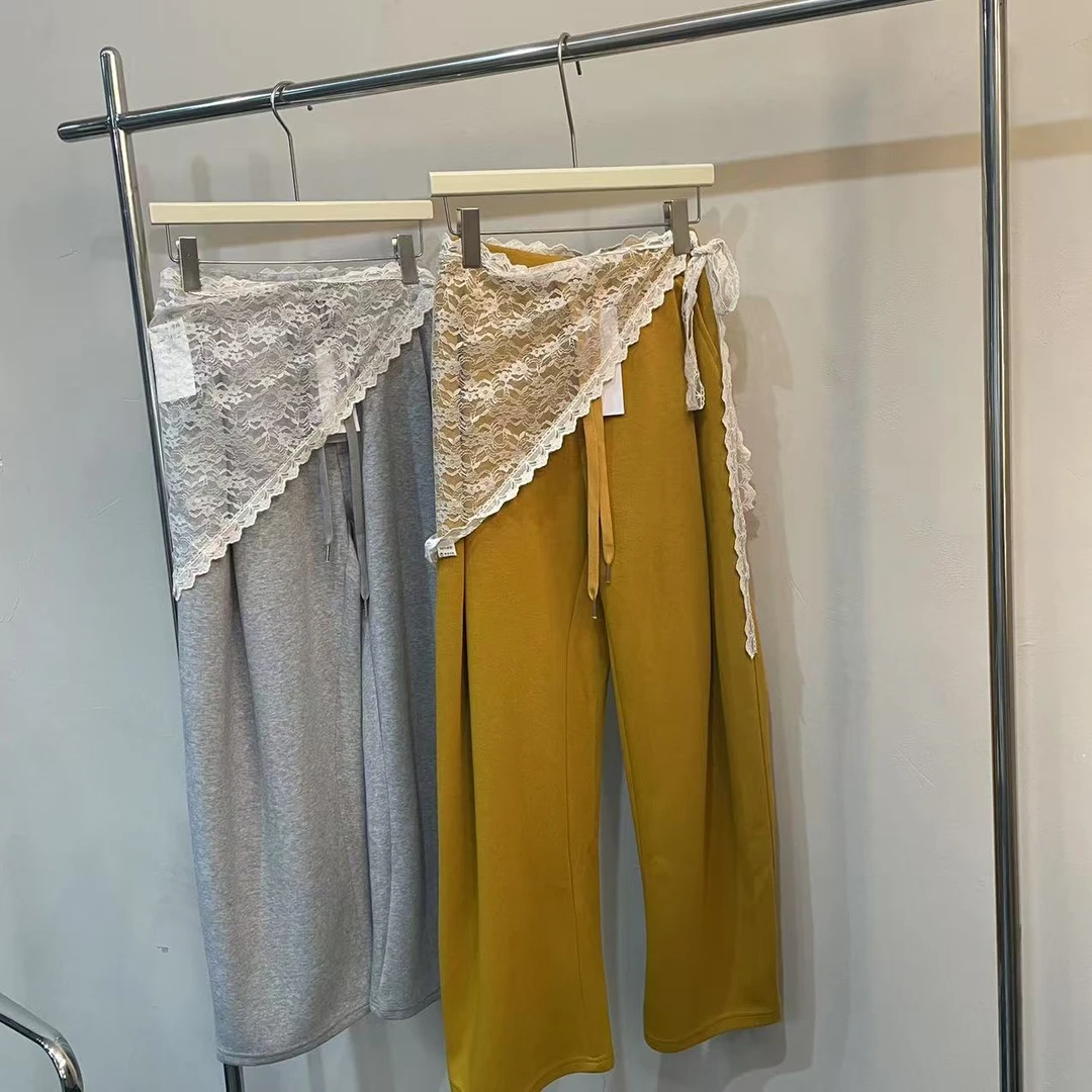 【 雨•美 推荐 】6205时尚休闲蕾丝屁帘弯刀裤女士