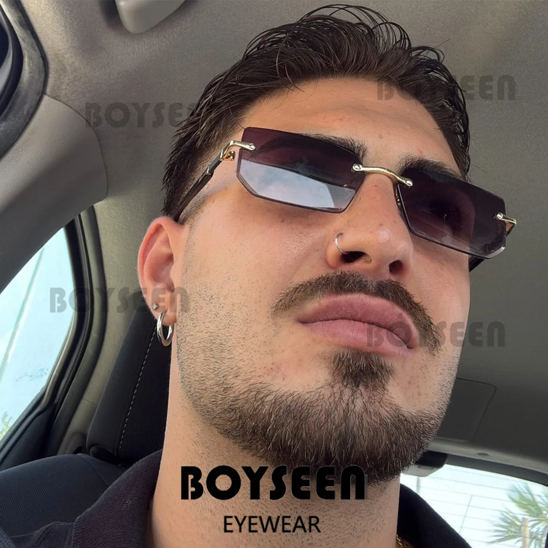 无框切边工艺墨镜男可配度数欧美小框痞帅太阳镜街头嘻哈防晒1583