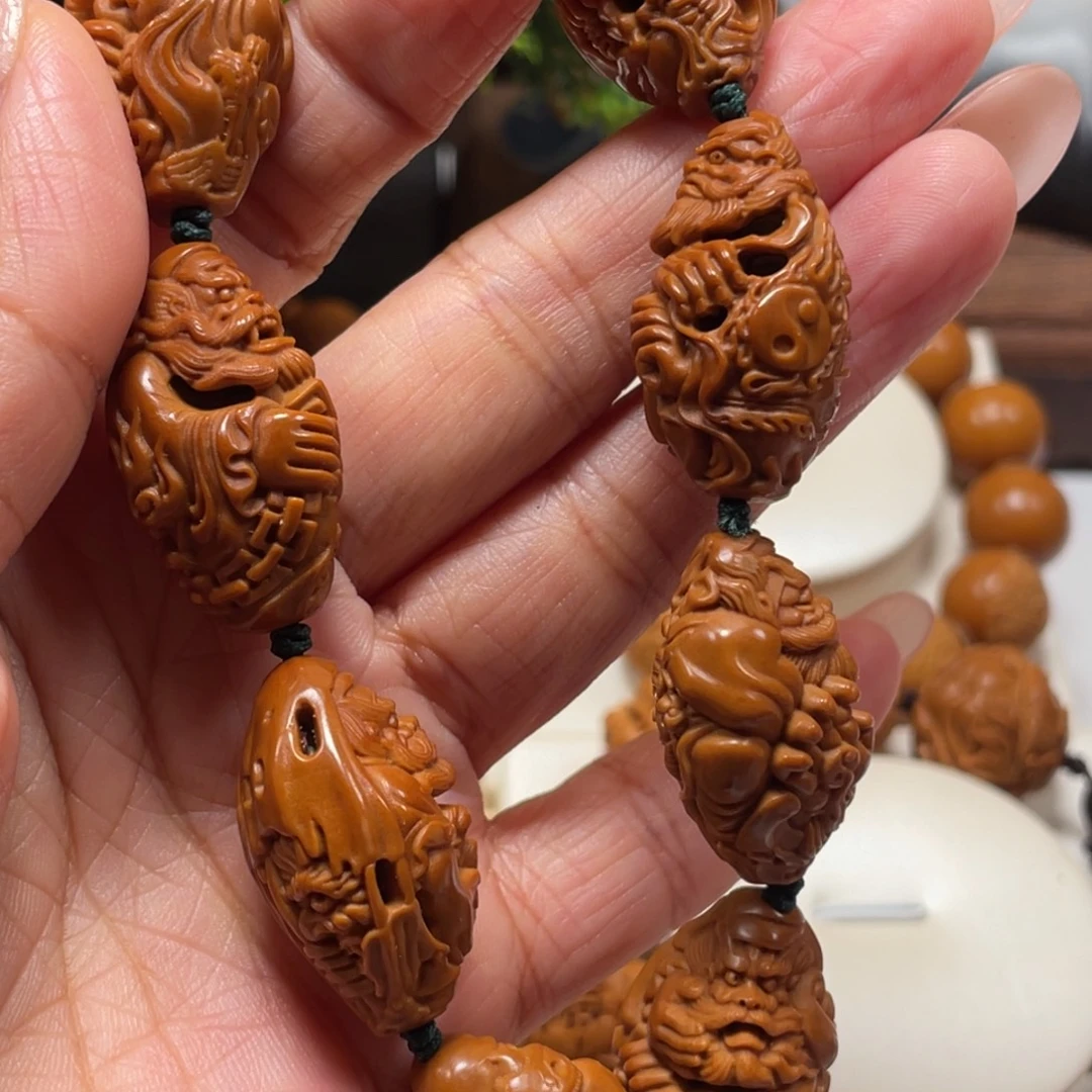 老料钟馗橄榄核手串