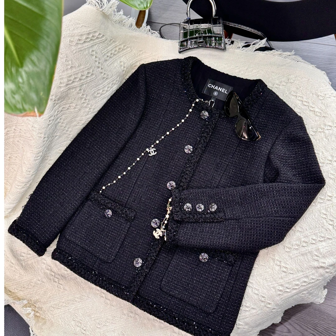 99新 Chanel/香奈儿 25S爆款重工黑色细闪外套42码