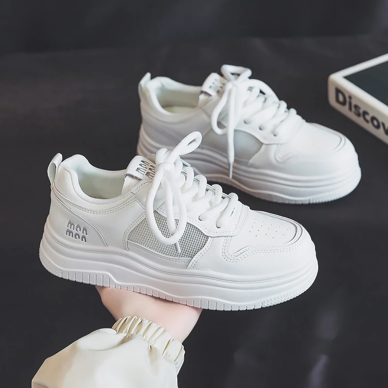 人本网面女鞋2025夏季韩版百搭板鞋学生ins休闲厚底休闲潮鞋