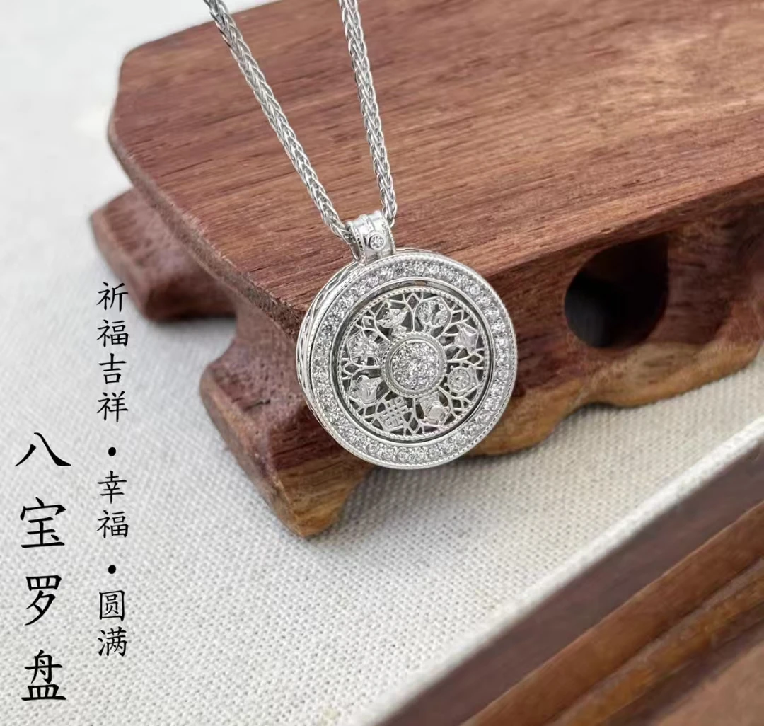 吊坠足银 足银民族风项链复古时尚创意个性