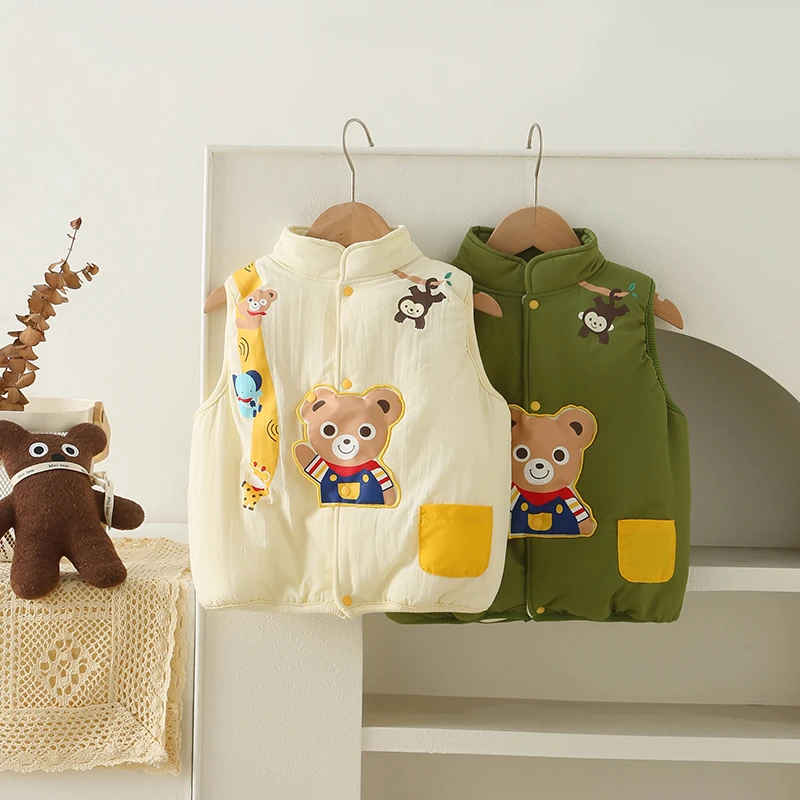 miki童装加绒马甲男女童背心冬加棉马夹儿童休闲童装776