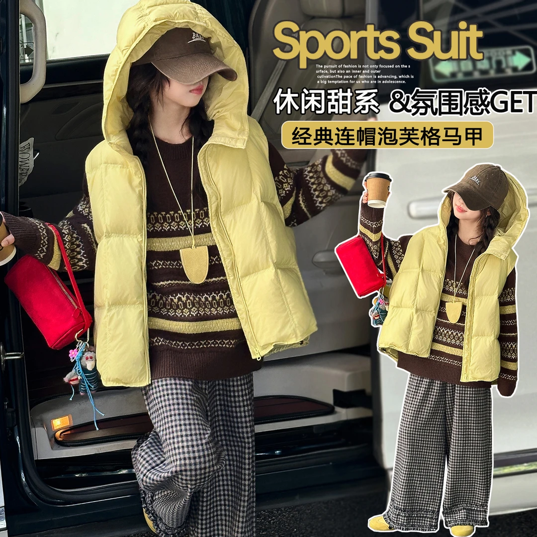 女童马甲2025新款韩版洋气时髦中大童儿童秋冬款加厚保暖连帽背心