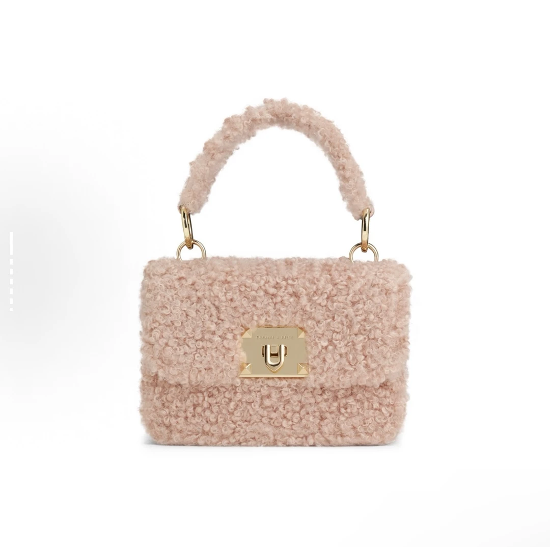 金属划痕CHARLES&KEITH  50781528-1粉红色S女士单肩手提包