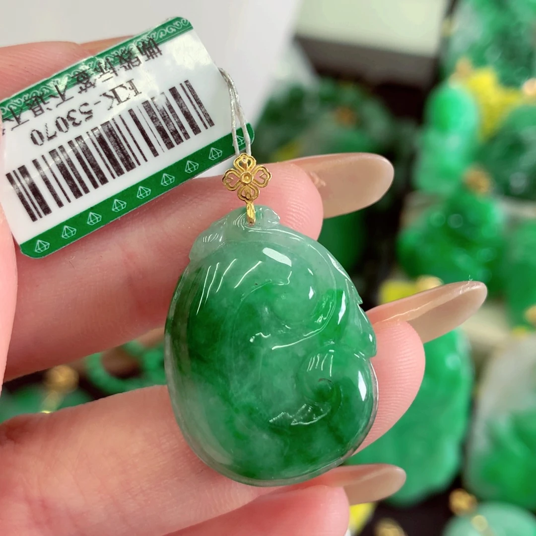 翡翠18K金镶嵌吊坠(不含链)