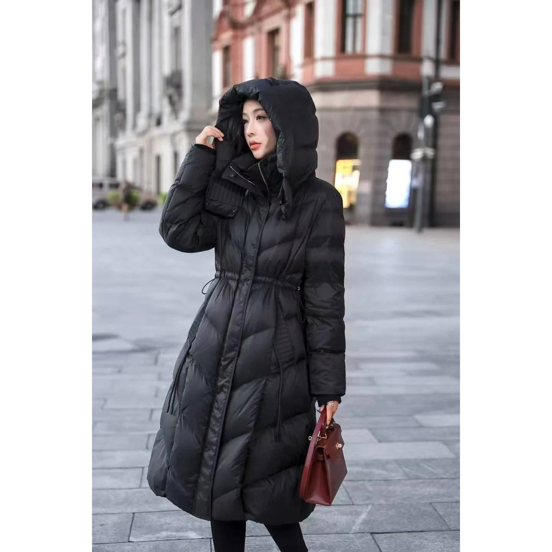 时尚长款收腰羽绒外套ZBW32611最小码衣长101