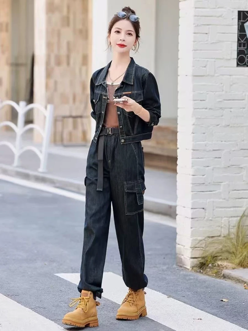 【24817】倩#牛仔上衣+牛仔裤【套装】