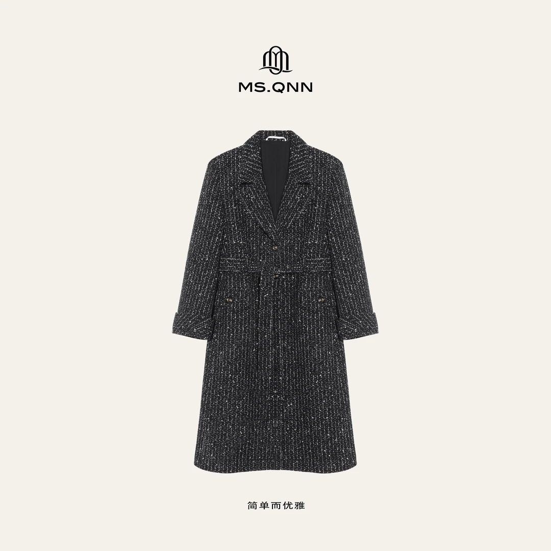 Ms.Qnn“风尚”羊绒澳毛显瘦小香风双面呢大衣 35C175 Q姐