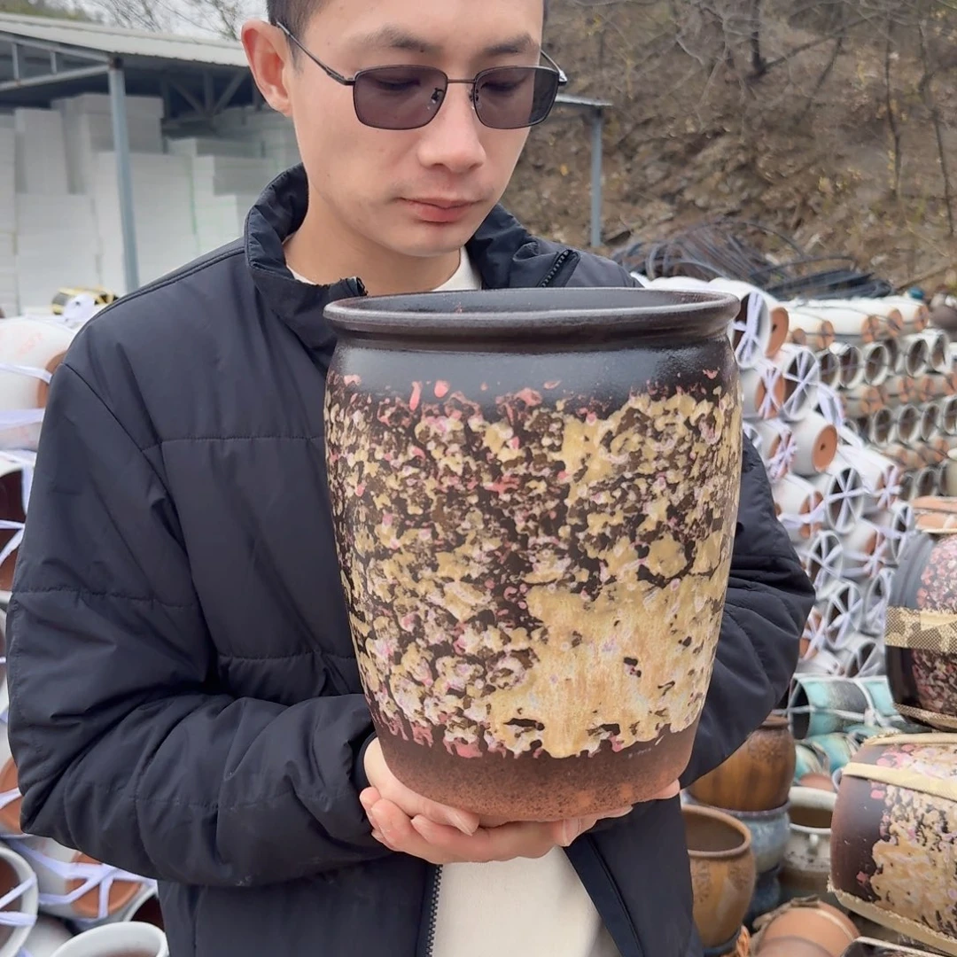 紫砂花盆口20高25（一个姹寂红色