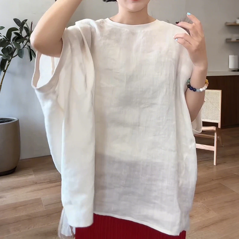 宽松蝙蝠袖衬衫新款藏肉巨遮肚子显瘦上衣女短袖减龄洋气胖mm大码