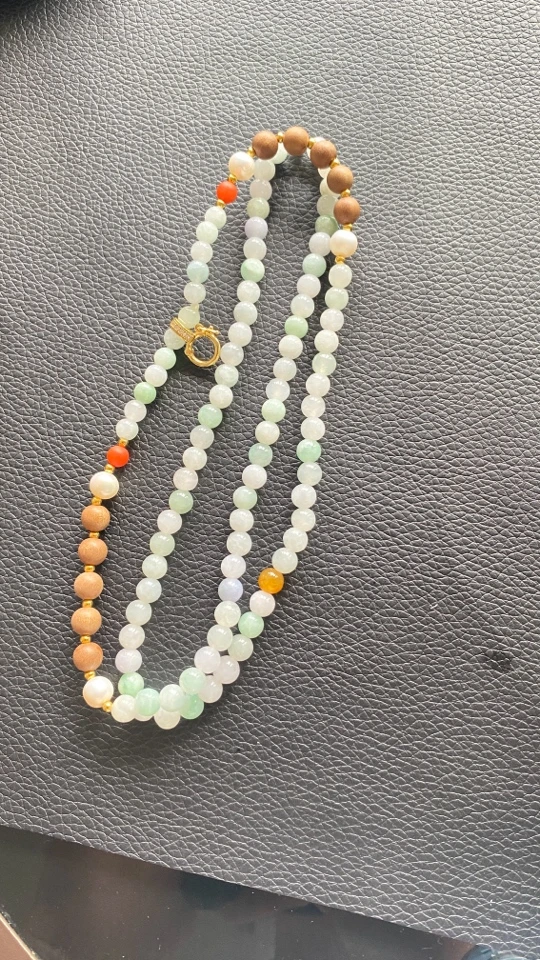 纯天然缅甸翡翠长珠链