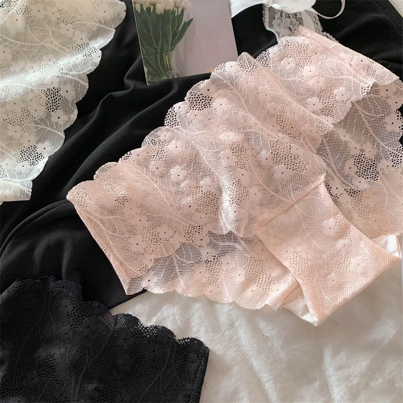 夏季无痕蕾丝内裤女生短裤2025新款女士中腰透气性感纯欲三角裤女