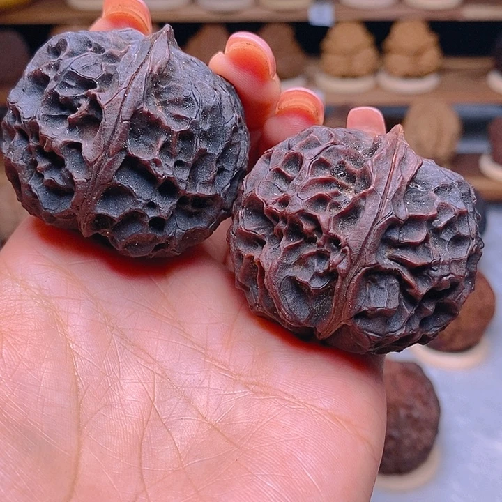 桃核把件老*凤凰牡丹45mm