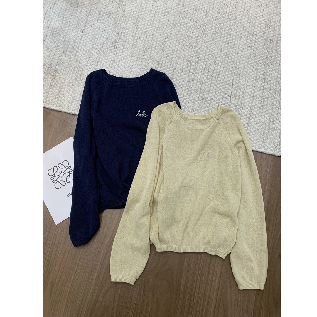 【春日来信】2025新款50麻料罩衫宽松刺绣字母简约长袖