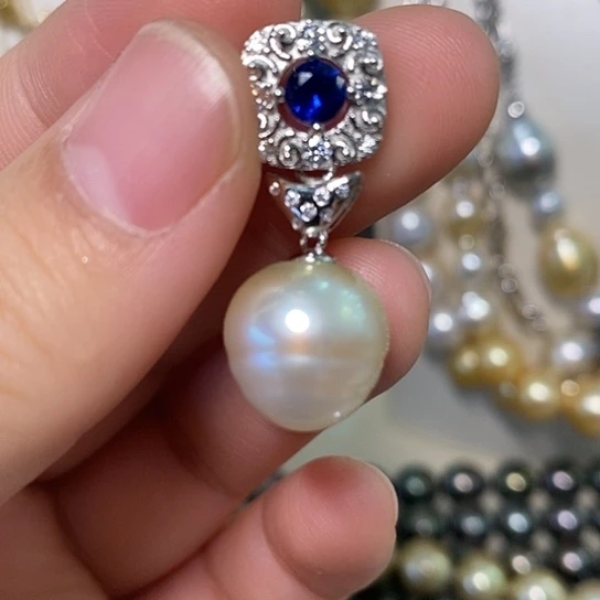 海水珍珠颈饰银S925镶嵌12.6