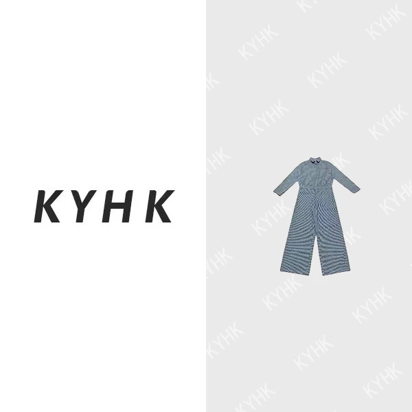 KYHK舒适棉质通勤休闲竖条纹连体裤240404