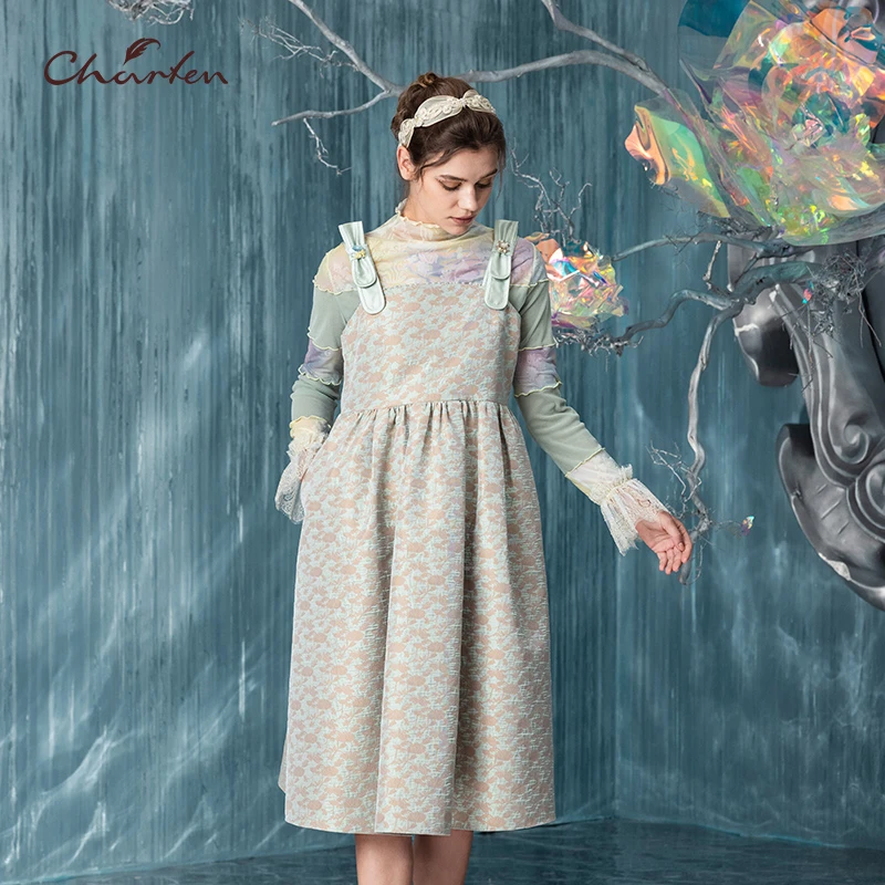 【媛媛专享】朝峰高腰显瘦大摆背心连衣裙CFC5D337-387G