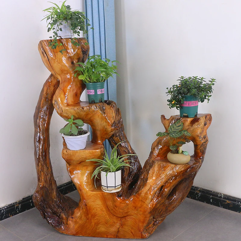 根雕花架树根摆件树型摆花架树桩实木天然落地架子客厅MH10572