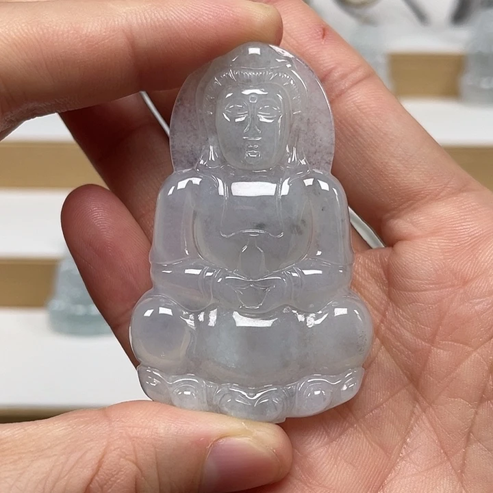 翡翠未镶嵌颈饰天然缅甸翡翠A货观音21号