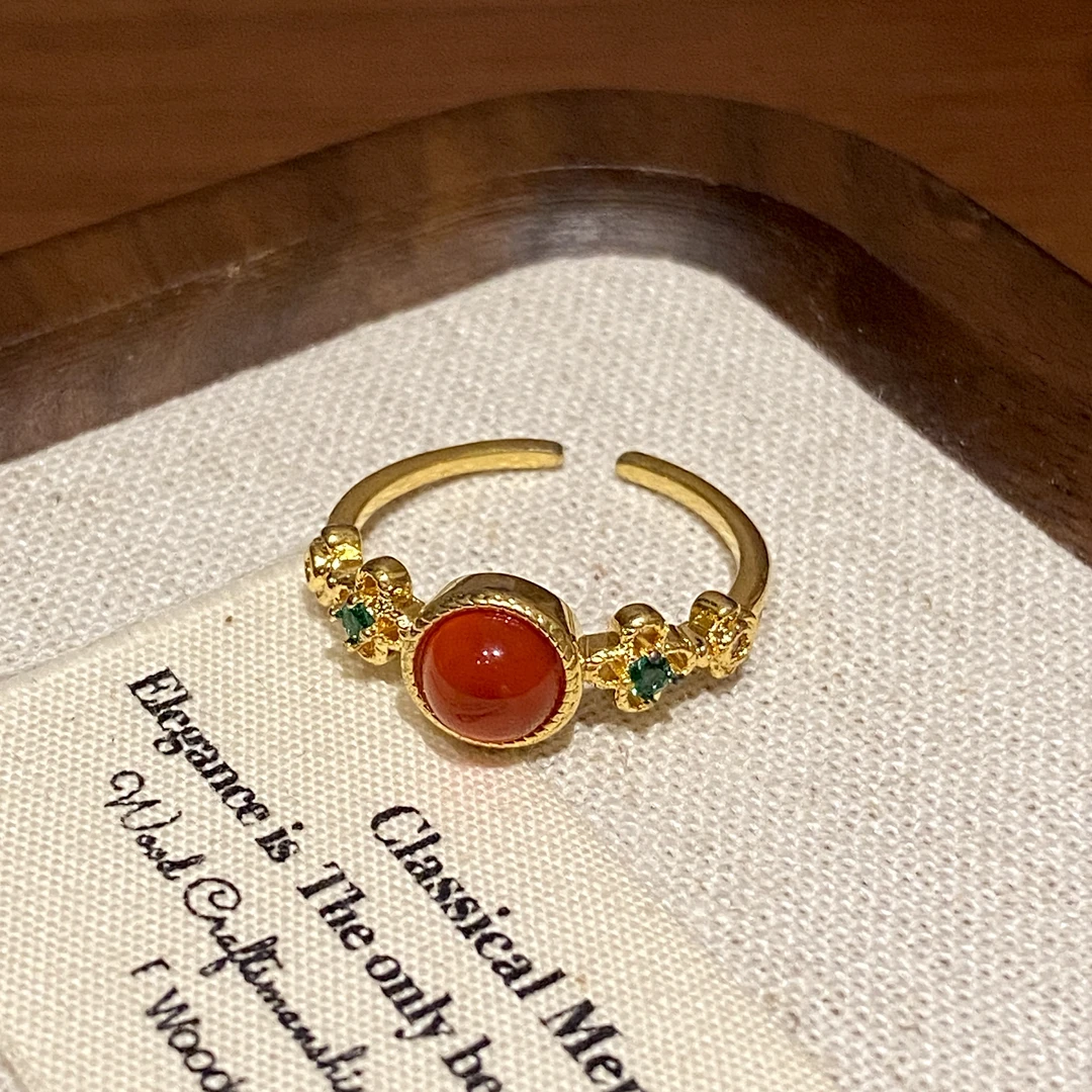 铜合金锆石戒指 欧美风格轻奢小众不掉色食指环A1982