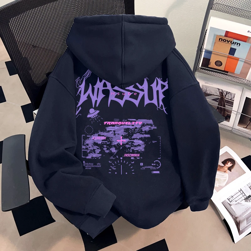 WASSUP HSUBE重磅潮牌连帽开衫卫衣百搭ins高街情侣宽松男女上衣