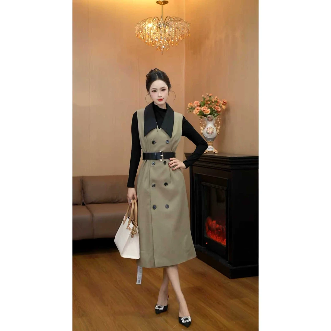 6707【英伦风影】秋季巨好看高级感打底针织衫马甲外套套装