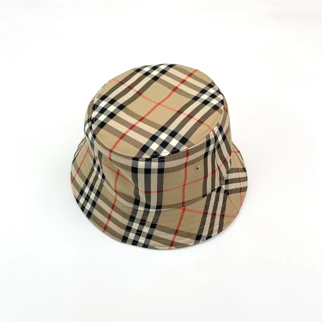 95新 BURBERRY/博柏利 cc753 棉 格纹渔夫帽 M码