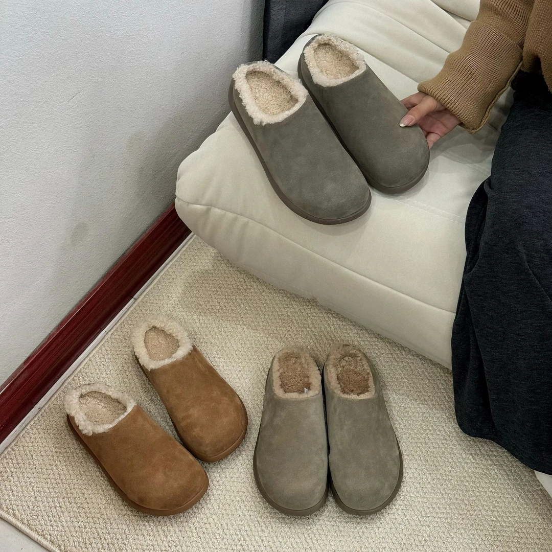 伊伊【热卖款小土豆】2024热卖款小土豆真皮真毛一脚蹬雪地靴