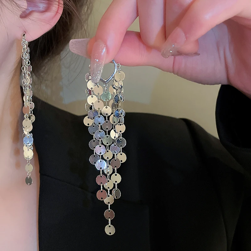 合金耳饰 长款流苏耳扣长款独特夸张欧美小众设计轻奢气质耳饰196