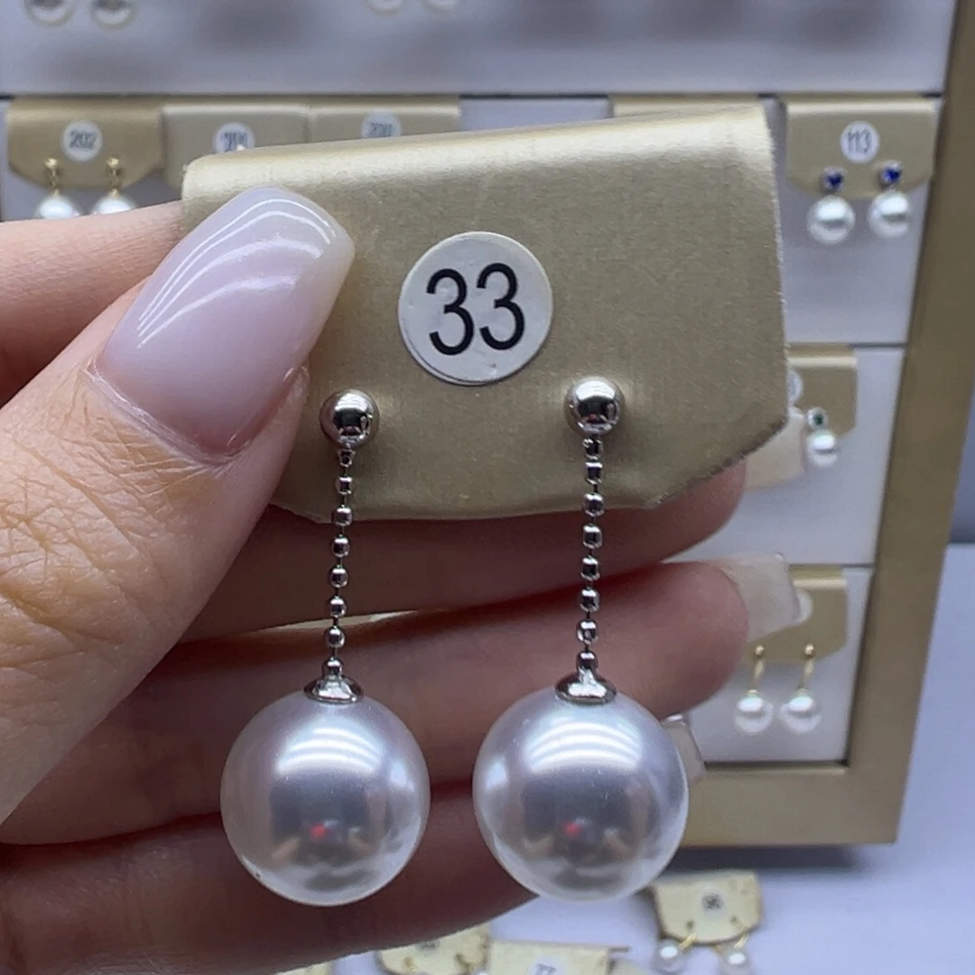 银S925镶嵌淡水珍珠耳饰