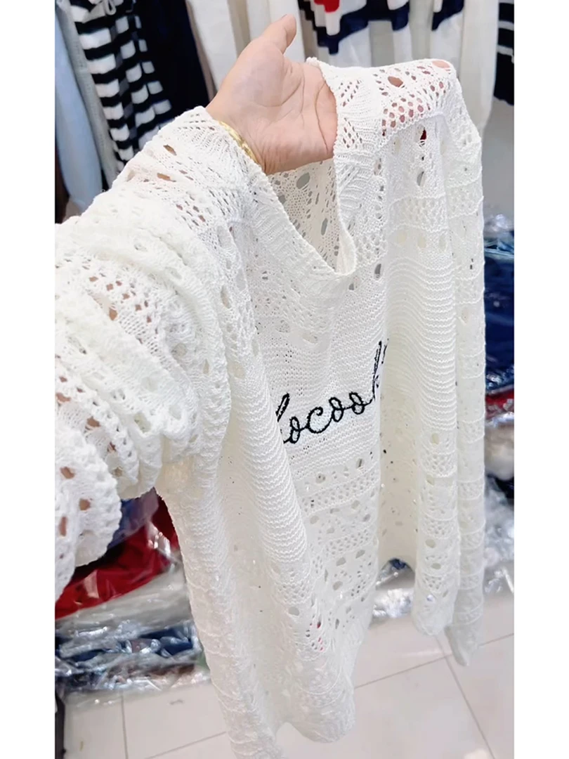 韩系小个子宽松慵懒风高级感毛衣时尚洋气超好看白色针织衫女秋季