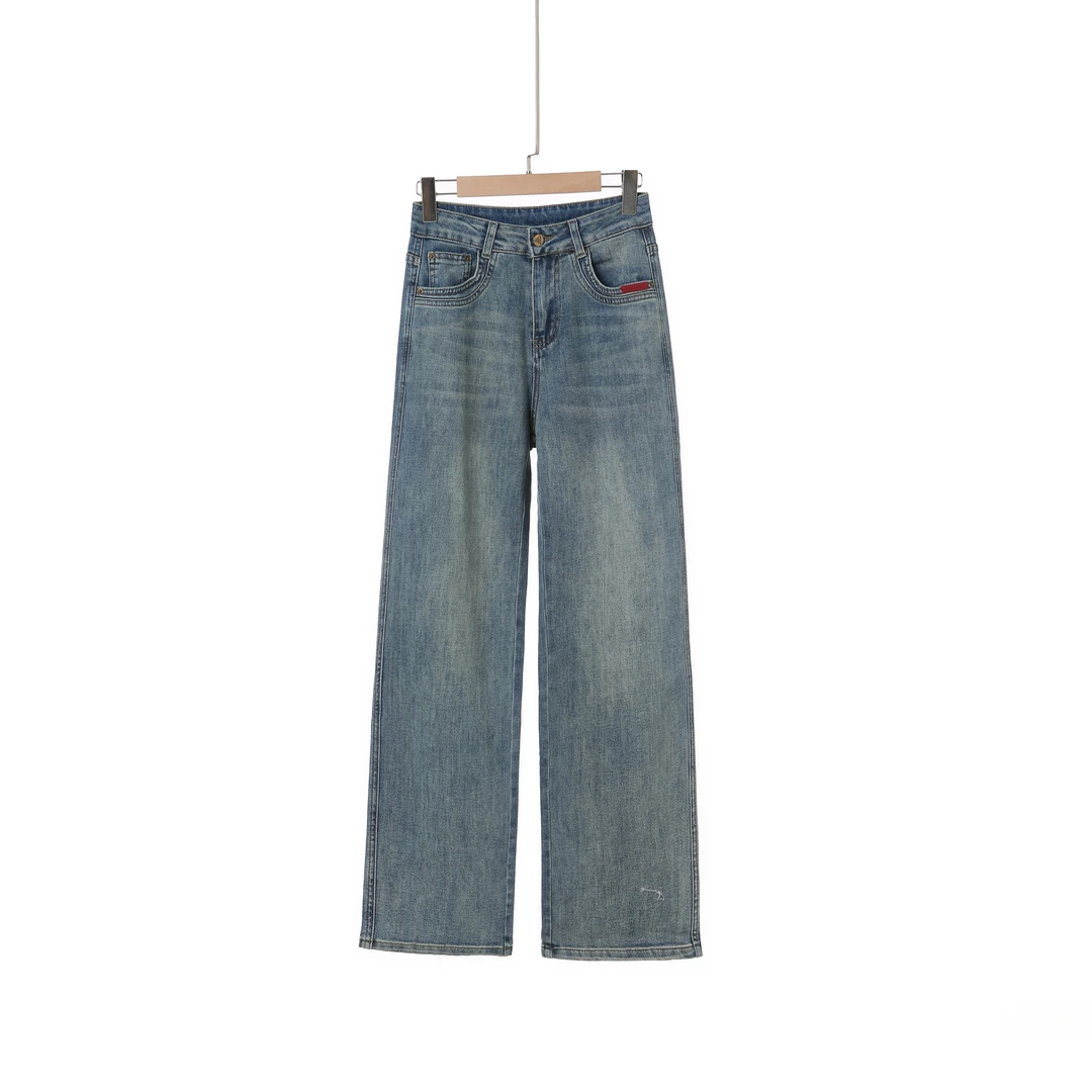 李子木先生复古水洗设计感直筒休闲牛仔裤8026