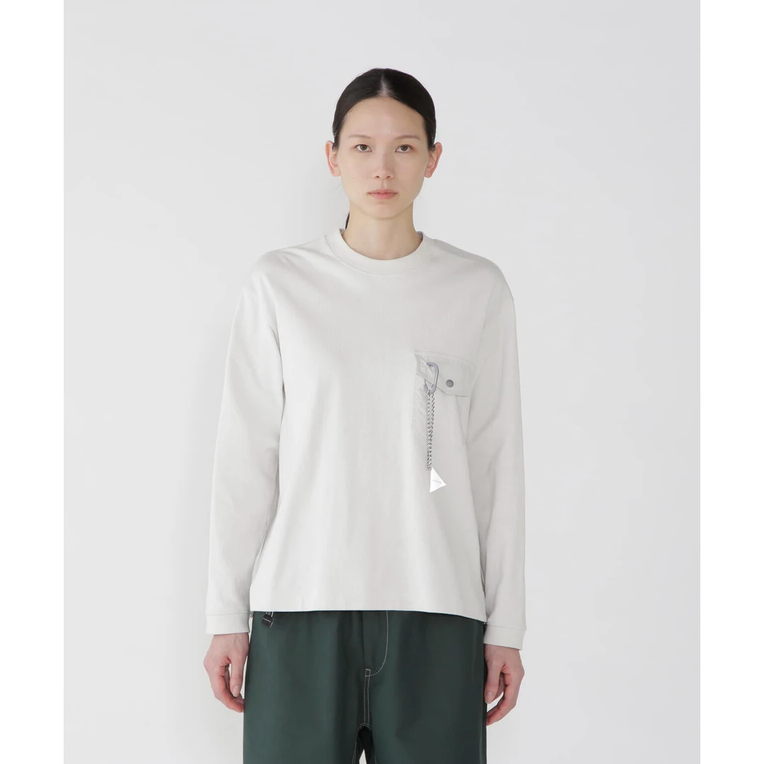 and Wander25AW heavy cotton pocket口袋长袖T恤5745284082