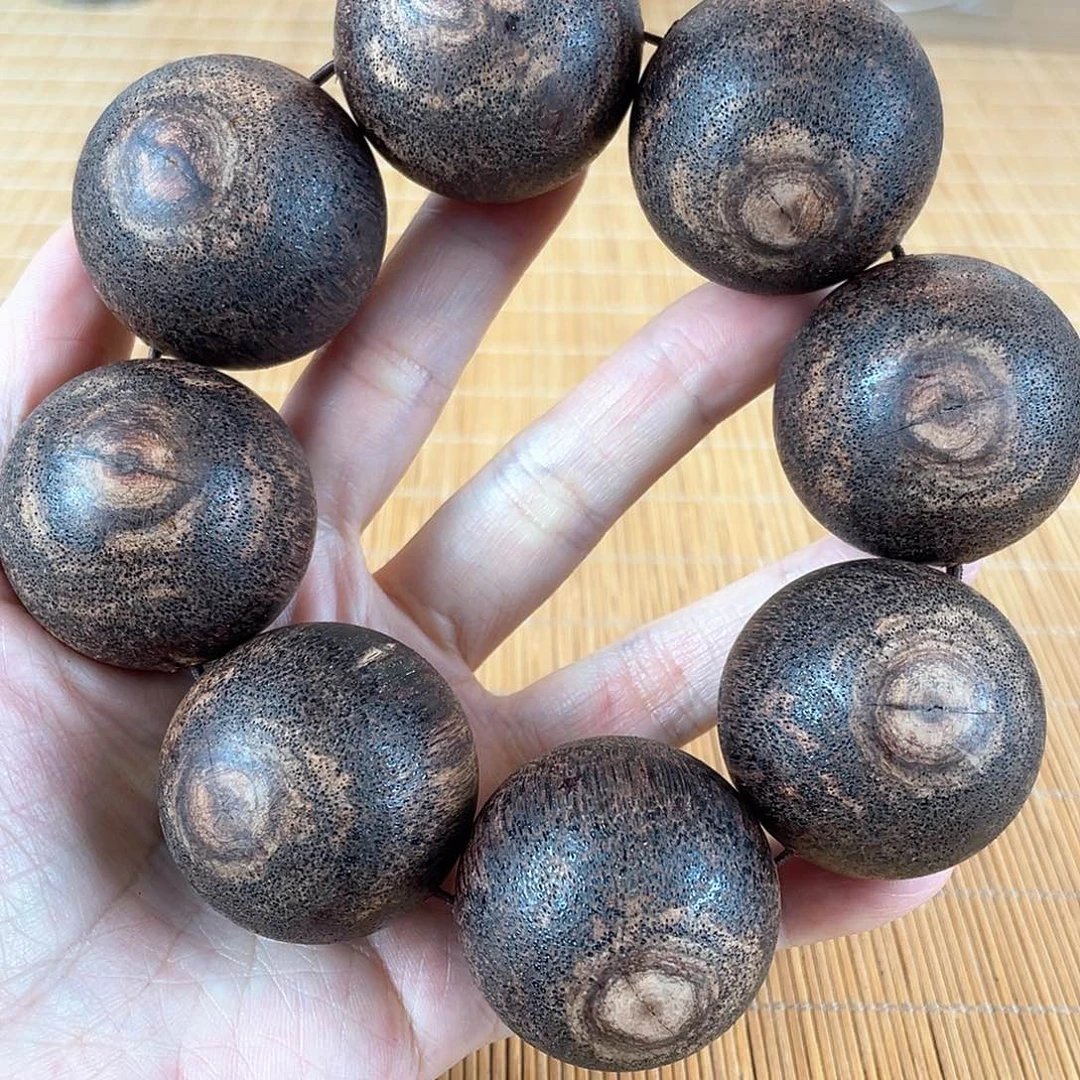 龙***王降真香手串/手链3.5超牛逼莺歌绿棋楠天眼195g