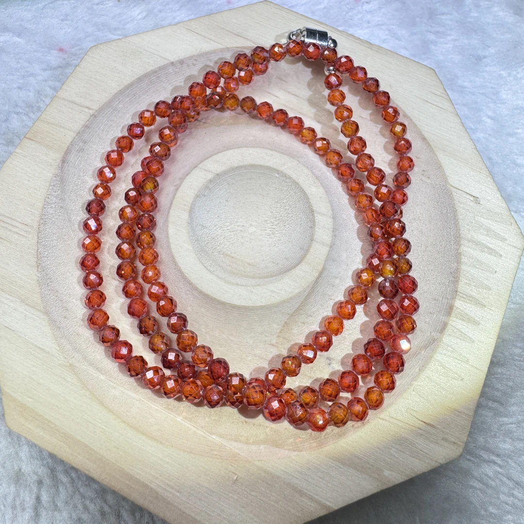 【诗宁珠宝】橙红4mm芬达项链磁吸款诗宁珠宝SYZB180