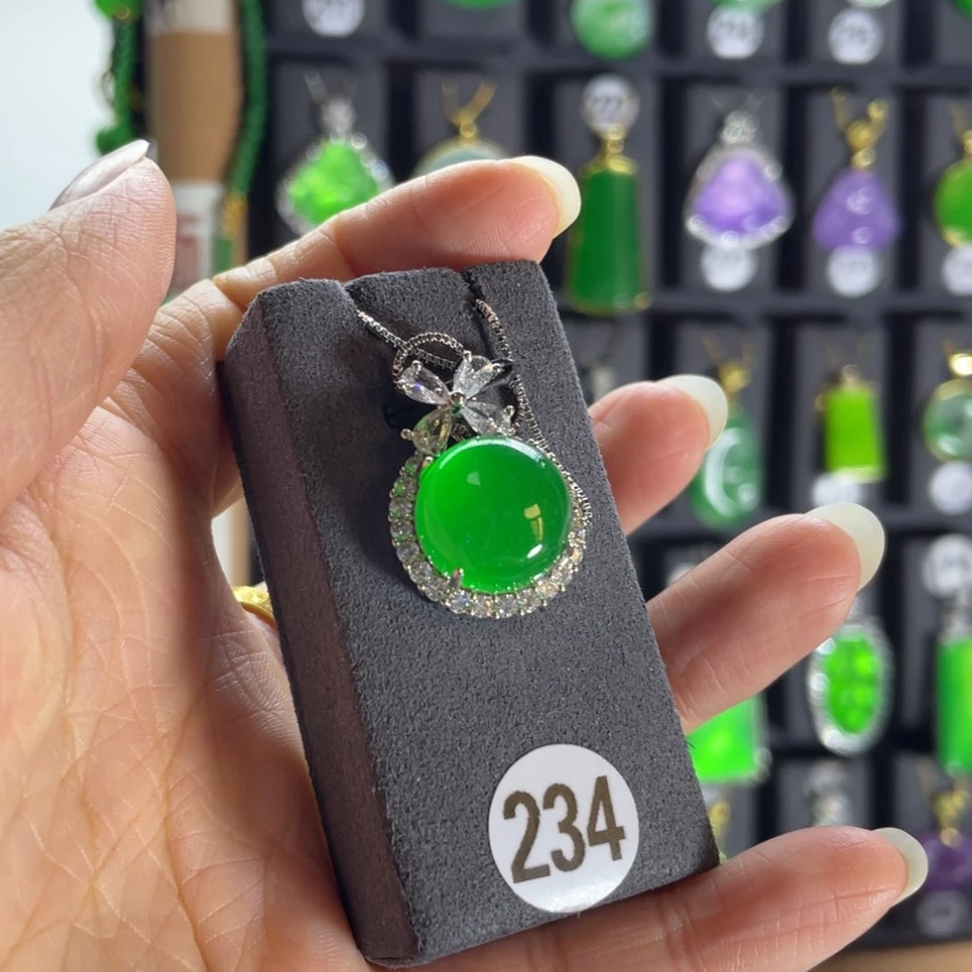 银S925镶嵌翡翠耳饰234