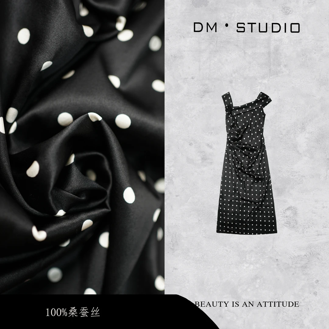 DEDM•STUDIO/静奢高级感气质100%桑蚕丝波点连衣裙2504LYQ/XH965