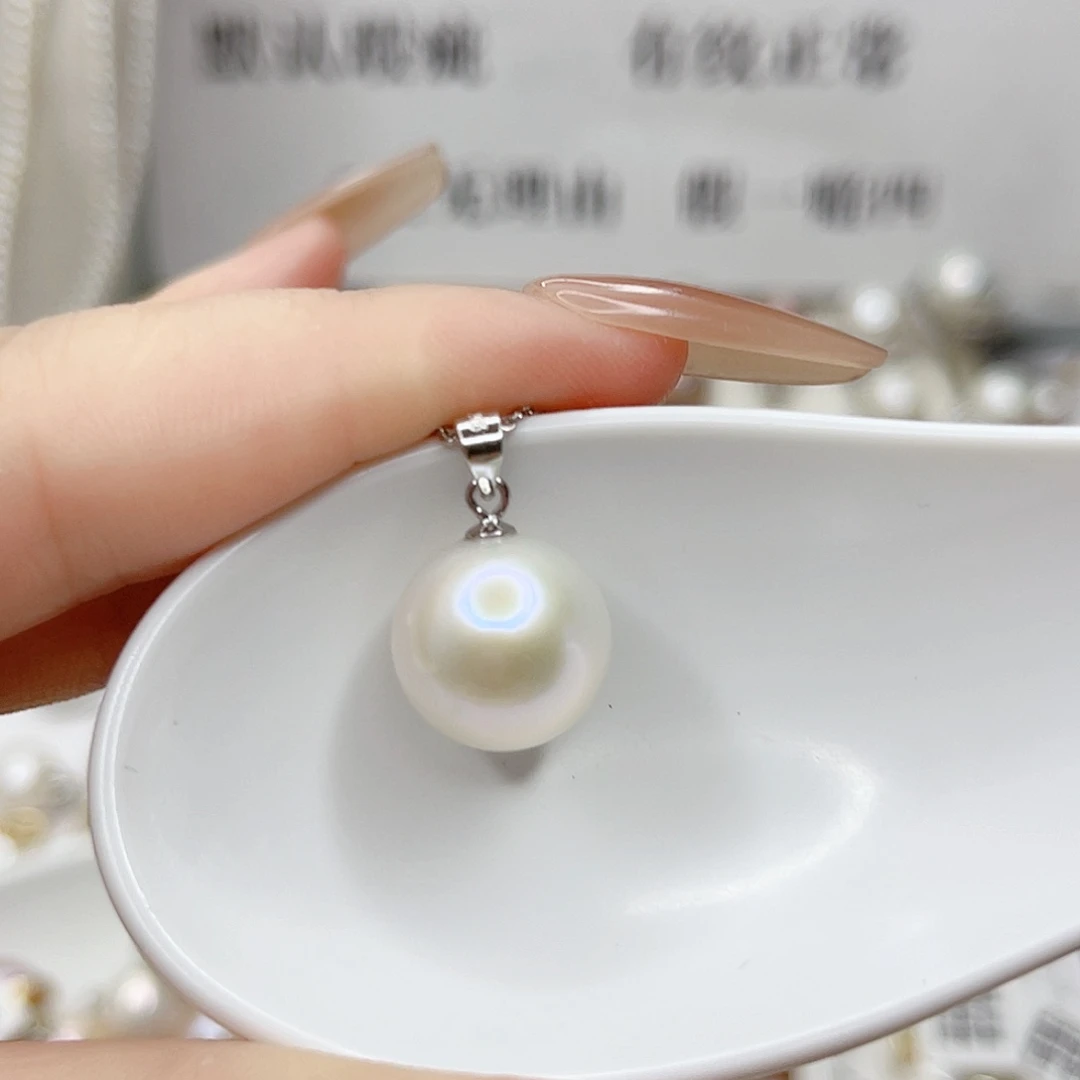 淡水珍珠银S925镶嵌吊坠(不含链)