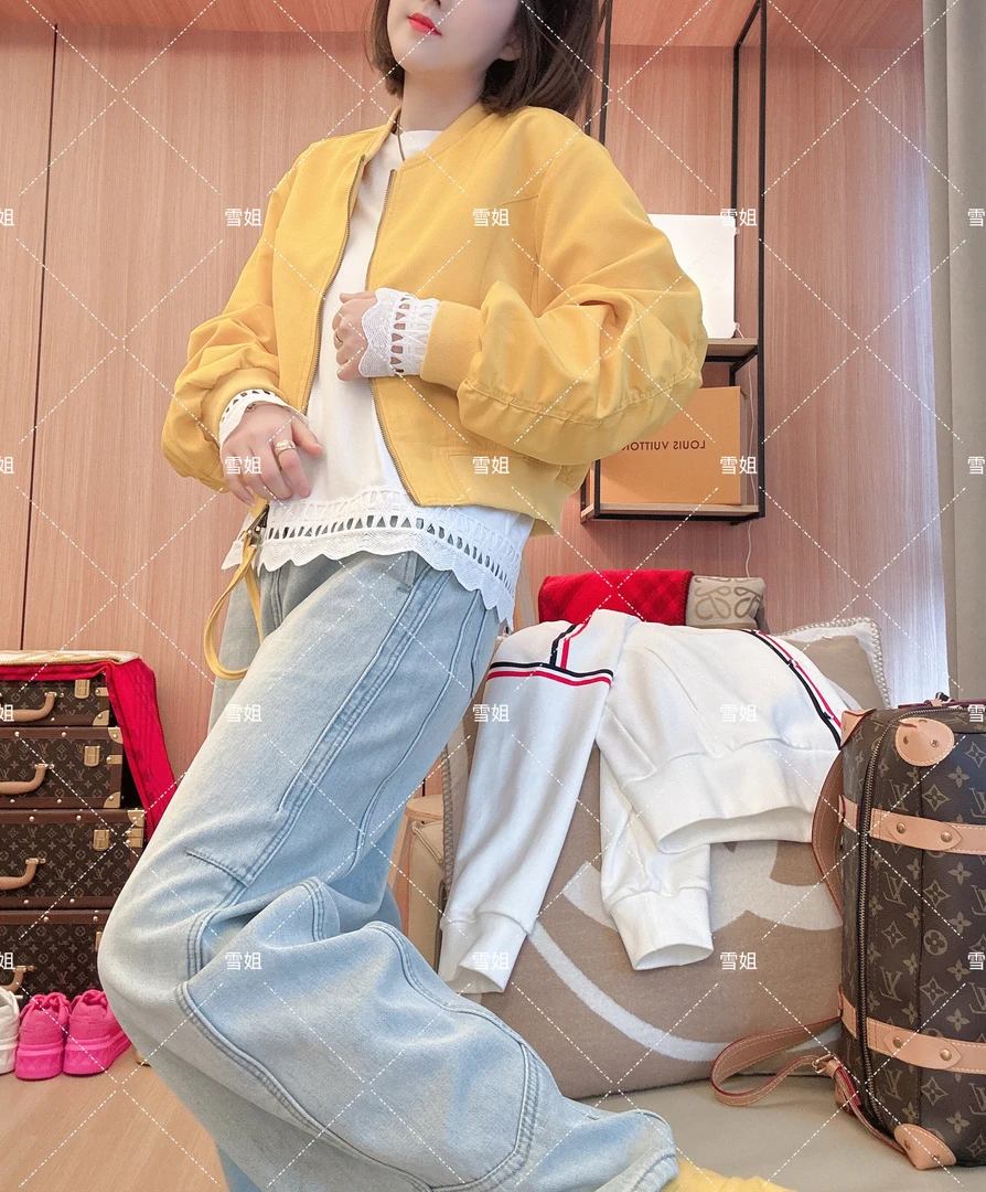 雪姐服饰「柠檬茶外套」春款拉链短款棒球服外套圆领时尚外套