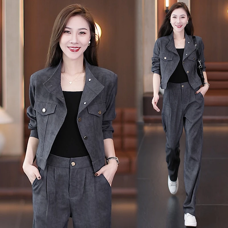 时尚套装女2025秋季新款时髦洋气小香风短外套阔腿裤气质两件套潮