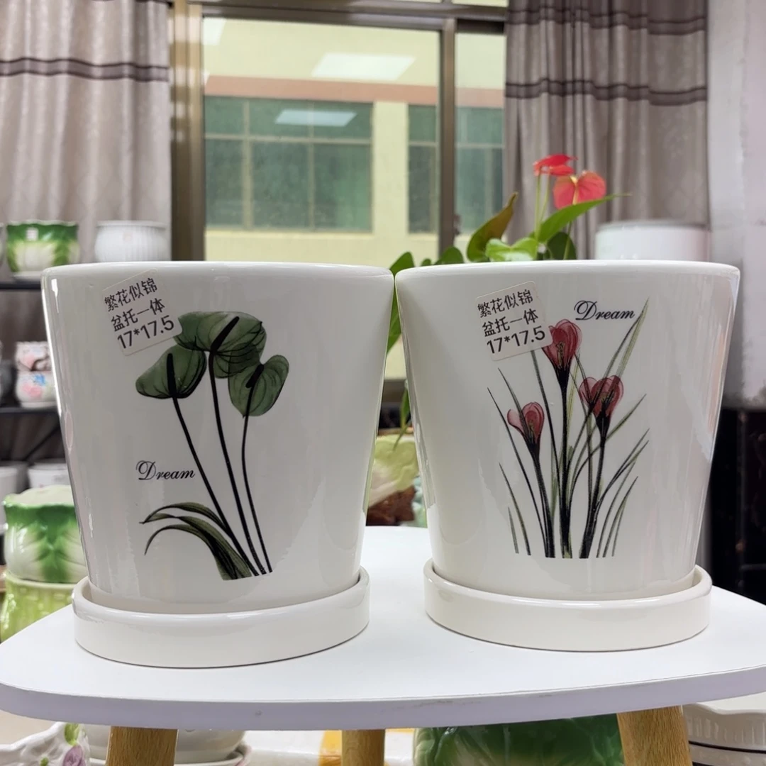 @夏西陶瓷花盆@@繁花似锦